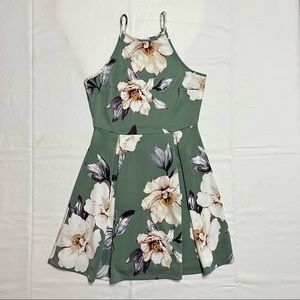 Khaki/green floral dress